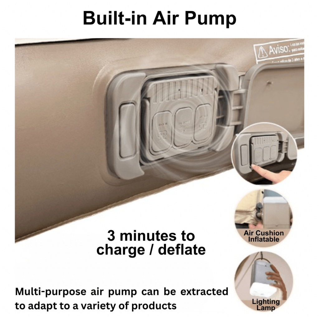 Queen Air Mattress with Built-in Pump - Khaki | TAHAN Queen Air Mattress with Built-in Pump - Khaki, TAHAN, Queen Air Mattress with Built in Pump details 1,